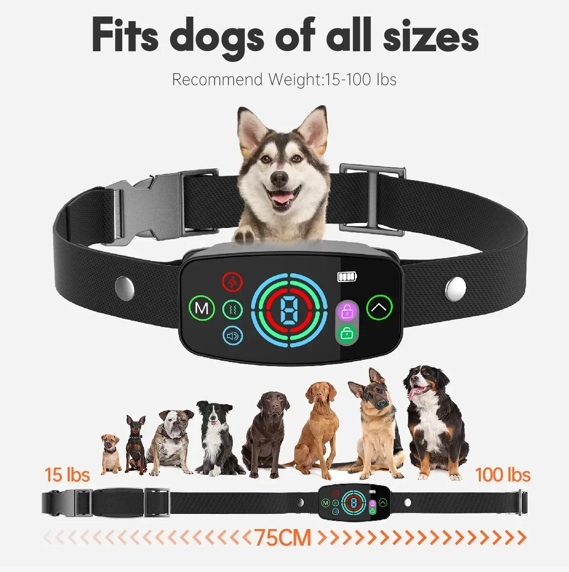 

Перезаряжаемый умный ошейник для собак с защитой от лая, водонепроницаемый электронный забор IP67 для собак, 8 уровней чувствительности, устройство для прекращения лая