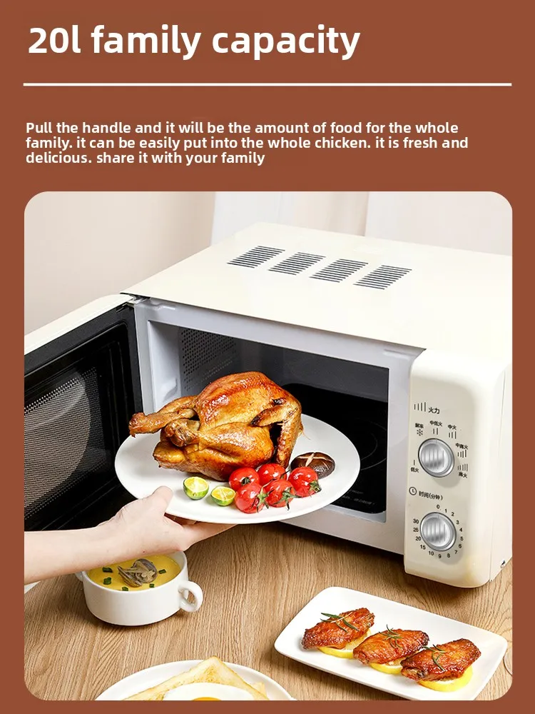 TQH 家庭用高価値レトロフラット電子レンジ小型マイクロスチームオーブンダブルノブメカニカル