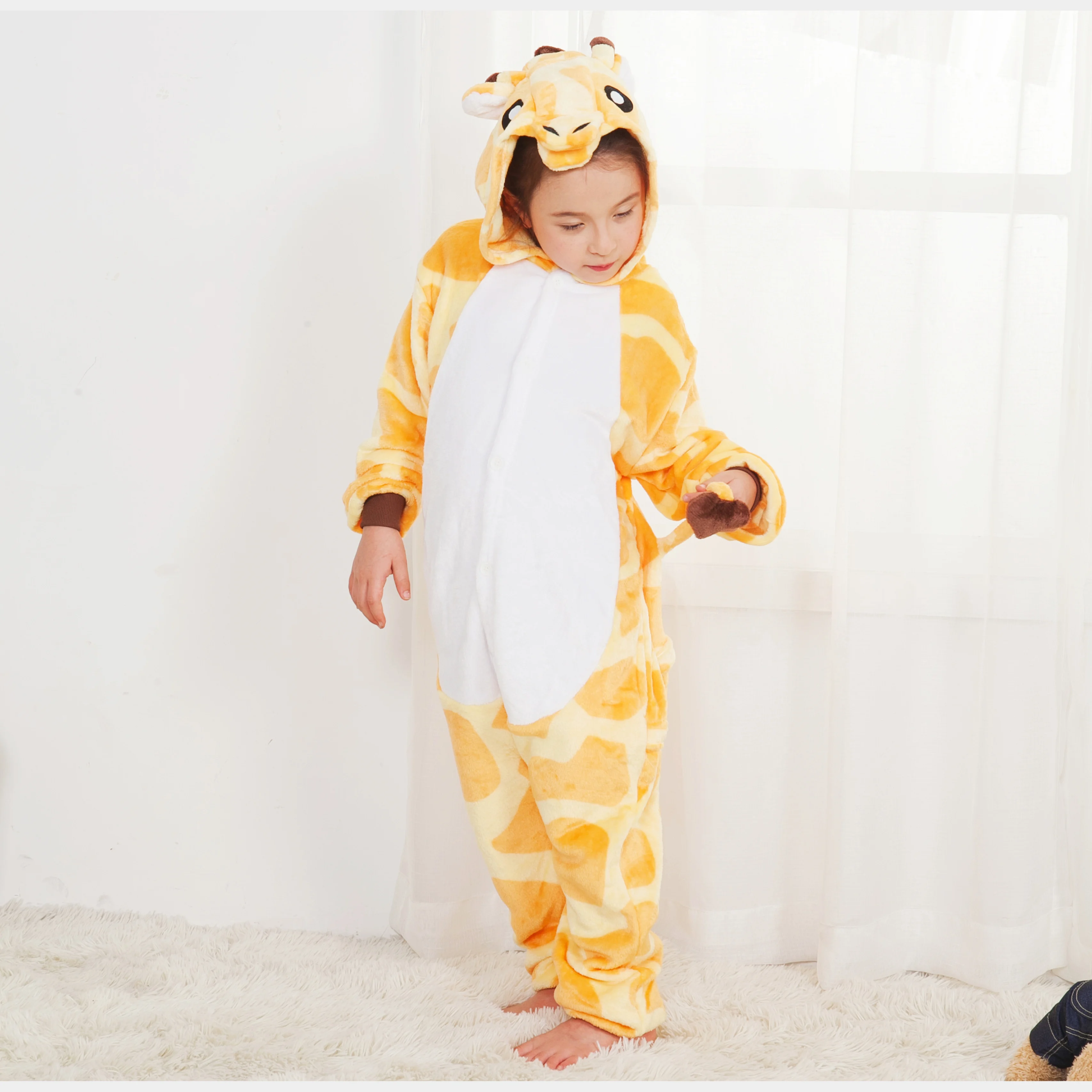Girls Boys Cartoon Onesies Kids Children Cute Giraffe Animal Pajamas Kigurumi Cosplay Costumes For Christmas Halloween Party