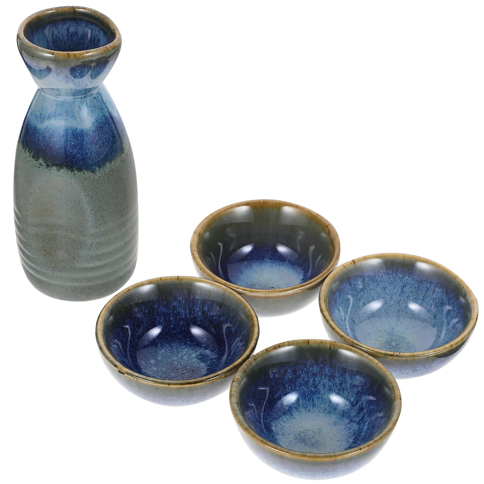 

1Set Ceramic Sake Set Japanese Style Smooth Pot Cups Set for Home Bar Hotel Restaurant Ceramic Sake Serving Pot
