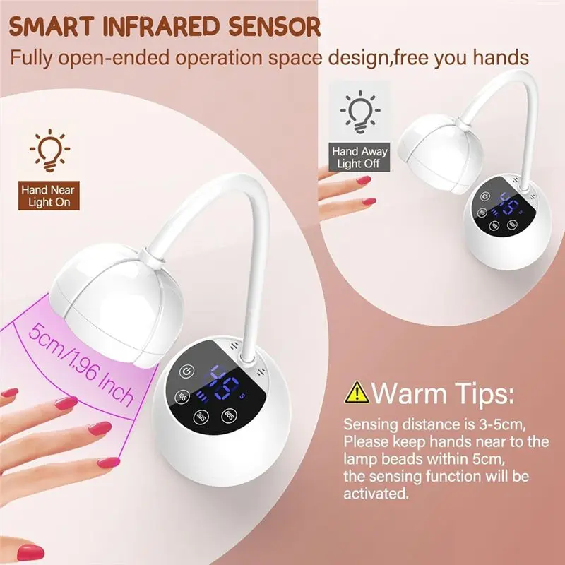 Y50A-UV LED Nail Lamp Cordless 36W Mini UV Light For Gel X Nails Tips Rechargeable Nail Dryers With Smart Sensor & 4 Timer