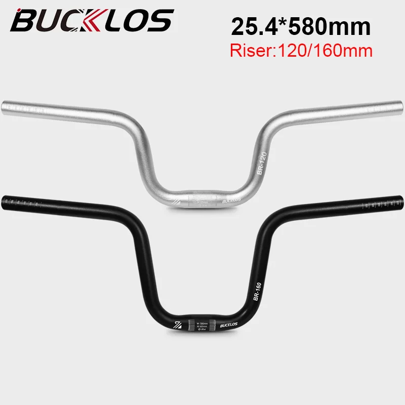 

BUCKLOS 25.4mm Bicycle Riser Handlebar 580mm Bike Swallow Handlebar Ultralight U Type MTB BMX Folding Bike Handle Bar 120/160mm