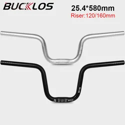 BUCKLOS 25.4mm Bicycle Riser Handlebar 580mm Bike Swallow Handlebar Ultralight U Type MTB BMX Folding Bike Handle Bar 120/160mm