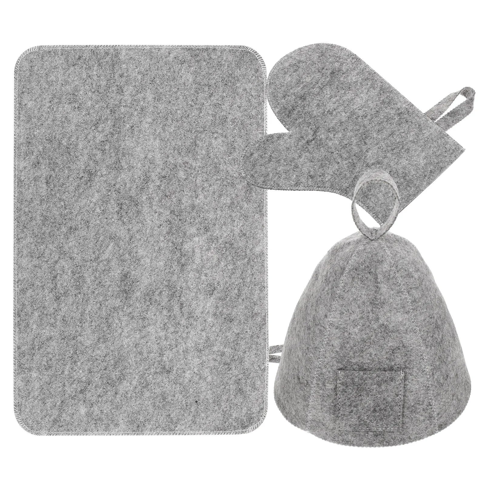 

Набор для сауны: шапка, перчатки, подушка. Дышащие войлочные аксессуары для ванной, спа, домашнего спортзала, парной, детокс-терапии и релаксации.