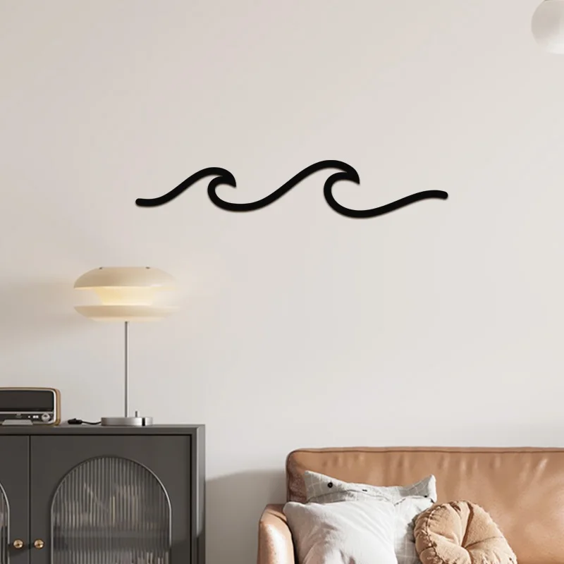 NUBECOM Wave Art Wooden Wall Decor Minimalist Line Wave Wall Stickers for Summer Home Room Office Wood Wall Line Art Decoration view 2