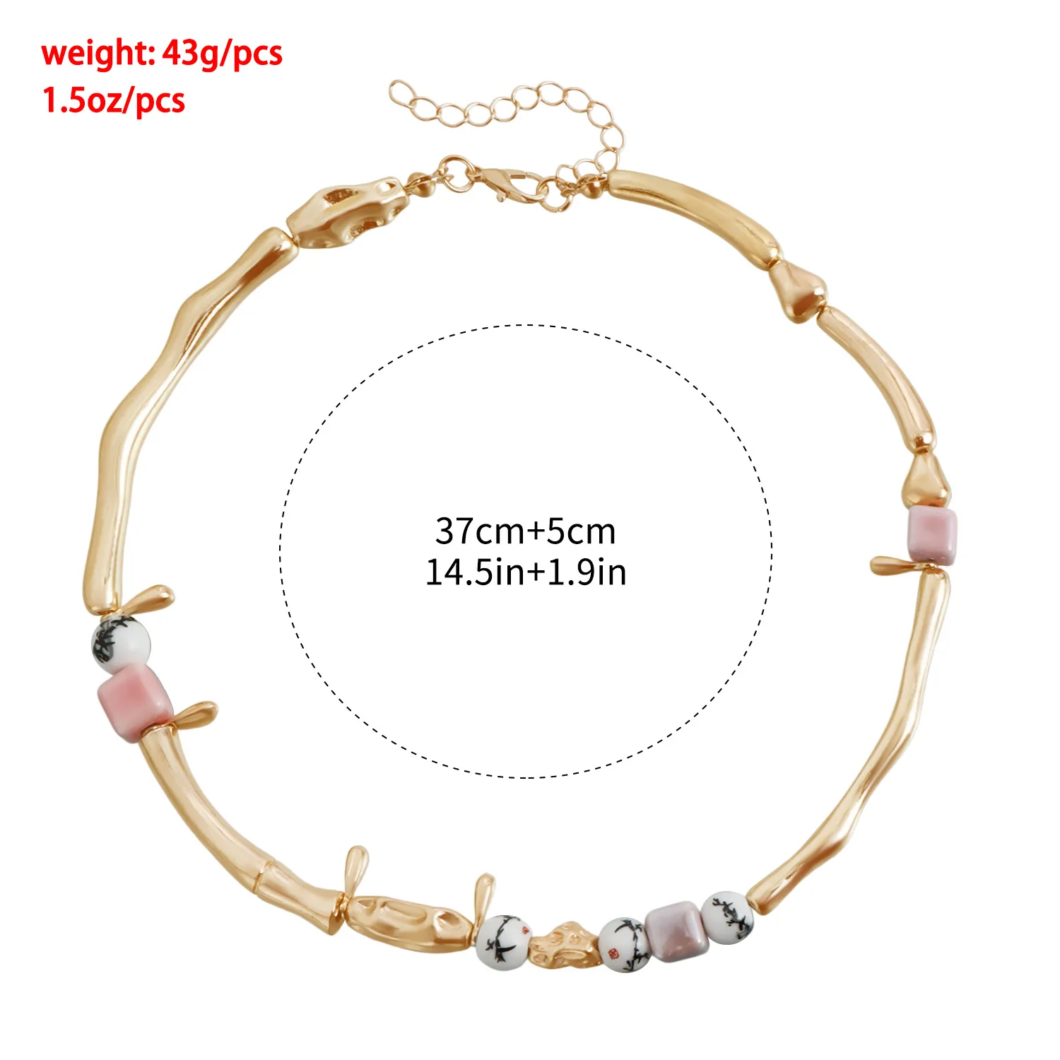Vintage Creativity Irregular Twisted Square Necklace for Women Colorful Ceramic Block Splicing Clavicle Chain Jewelry Wholesale
