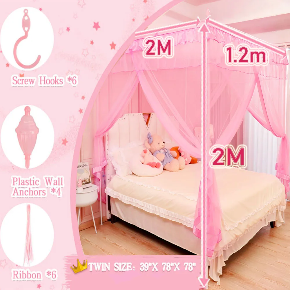 Tweeling Prinses Roze Bed Luifel Voor Meisjes Bedgordijnen Voor Bed Gordijnen Verjaardagscadeau Volwassenen Meisjes Bescherming Home Room Decor