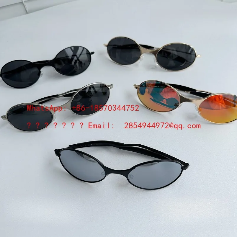 L     Retro Oval Small Frame Metal Fashionable Sunglasses Concave Sunglasses for Men and Women