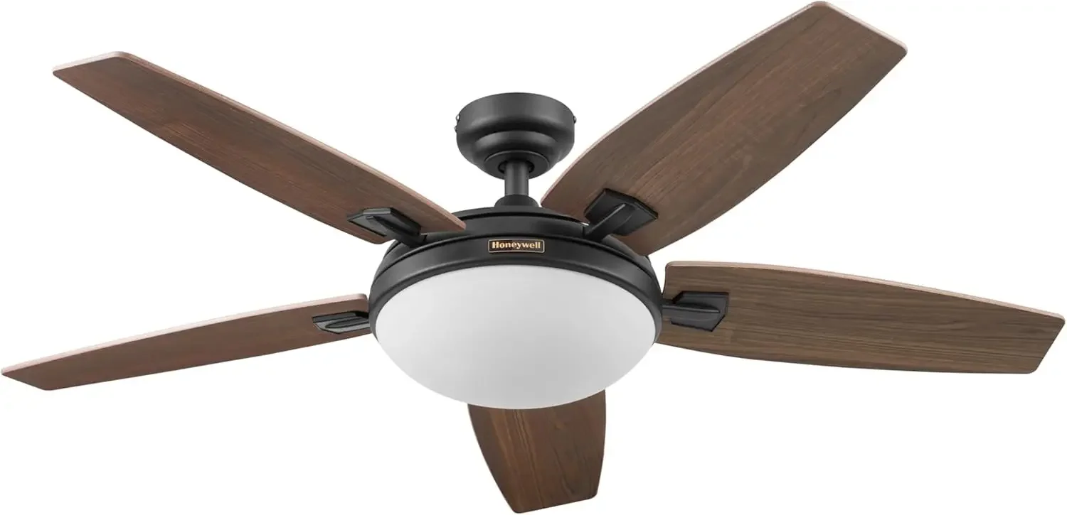 48 Inch Contemporary Indoor LED Ceiling Fan with Light, Remote Control, Dual Mounting Options, Dual Finish Blades, Reversible