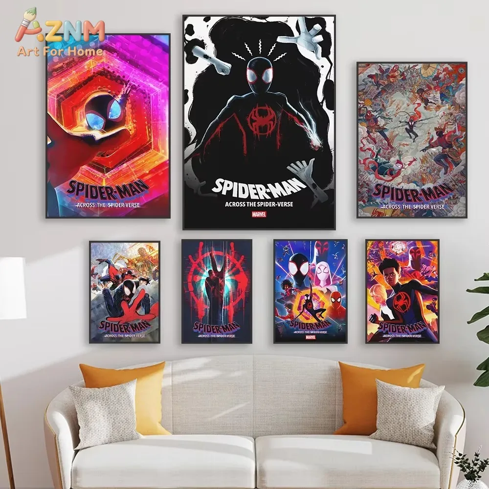 1 Pieza de Póster de Spider-Man: The Spider-Verse, Impresiones de Superhéroes de Disney, Pintura Clásica en Lienzo de Spiderman, Decoración para el Hogar