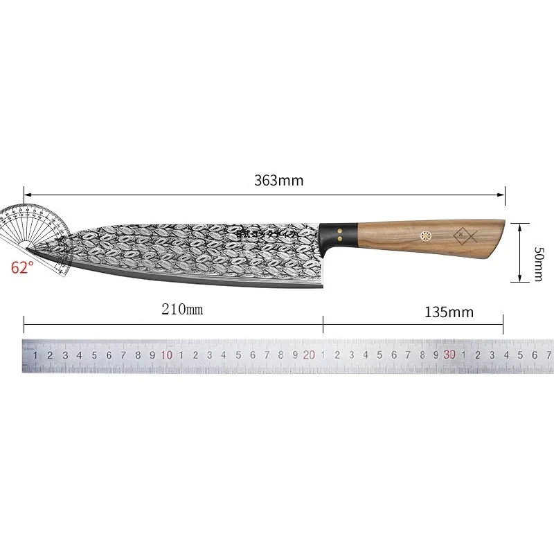 PLYS Stainless Steel Chef Knife 8.5-Inch Japanese Kitchen Knife High Hardness Raindrop Pattern Utility Knife With Gift Box