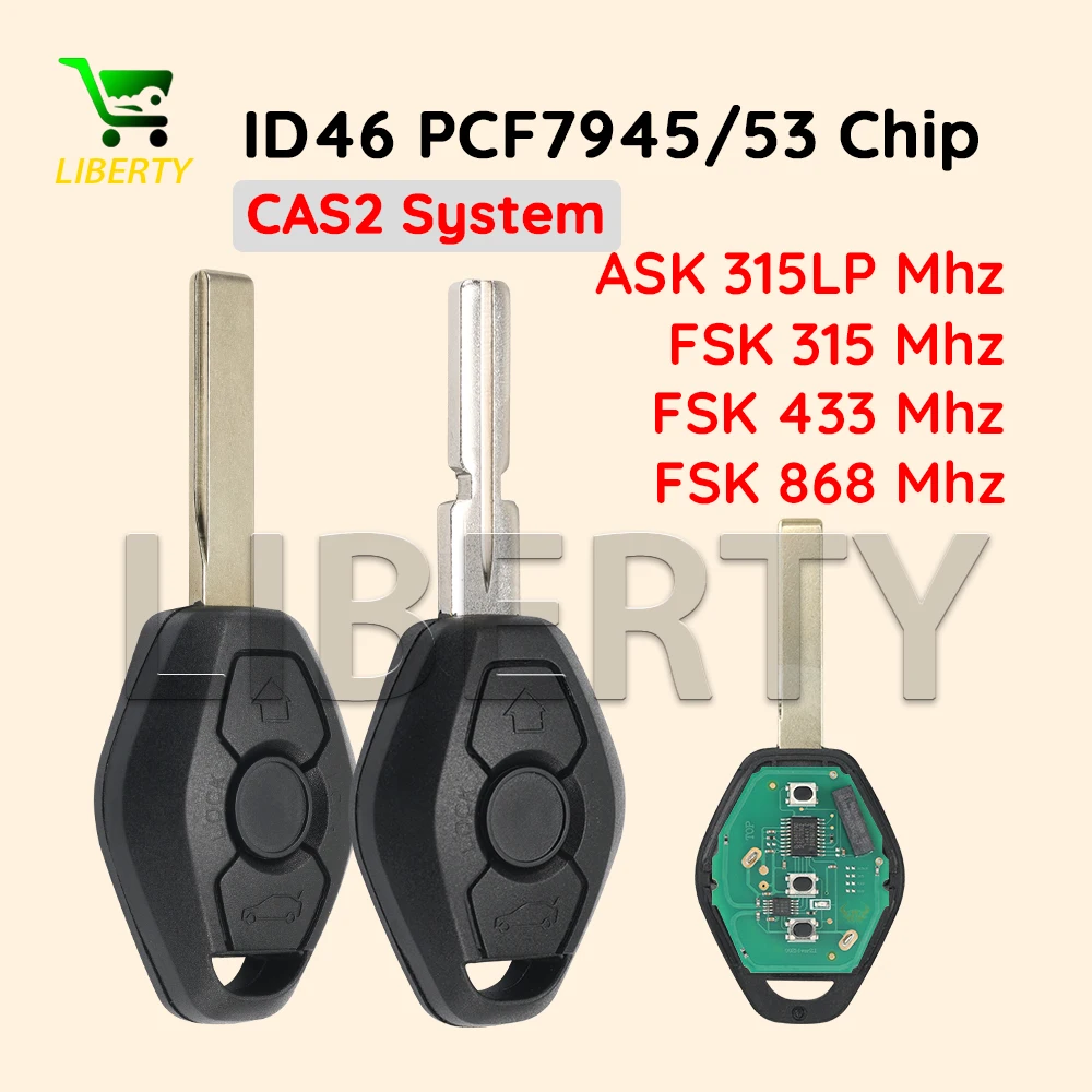 Ly ID46-7953 Chip HU58 HU92 Blade for BMW 3/5 7 E46 E60 E83 E53 E36 E38 E39 3Buttons 315/433/868MHz CAS2 System Car Remote Key