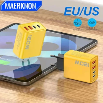 PD 120W tipi C USB telefon şarj 4 port hızlı şarj adaptörü iPhone Samsung Xiaomi hızlı şarj 3.0 abd/ab tak şarj