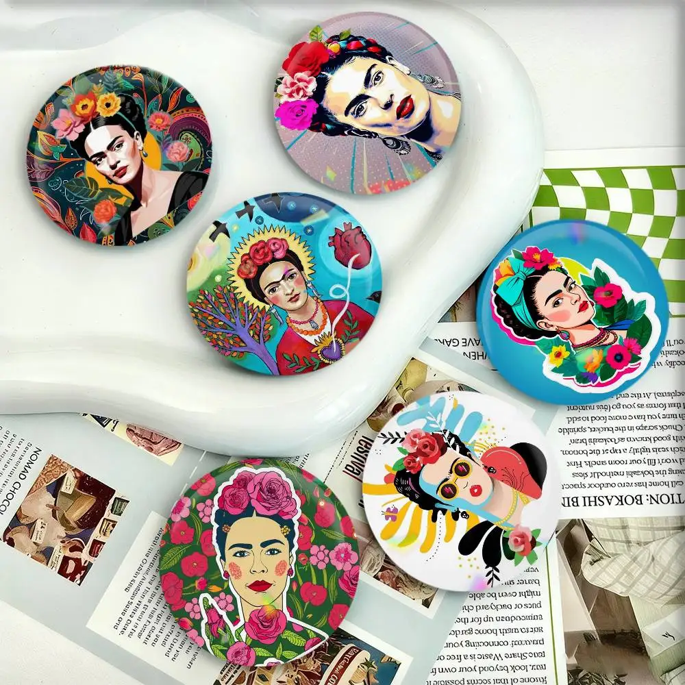 

F-FridaES Design K-KahloS Badges 25 32 44 58 75 mm Round Fans Collect Friends Gifts Brooch Souvenir