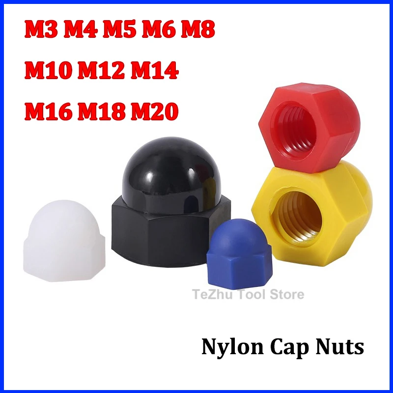 

M3 M4 M5 M6 M8 M10 M12 M14 M16 M18 M20 Plastic Nuts With Nylon Cover Hexagon Cap Nuts White Black Red Yellow Blue