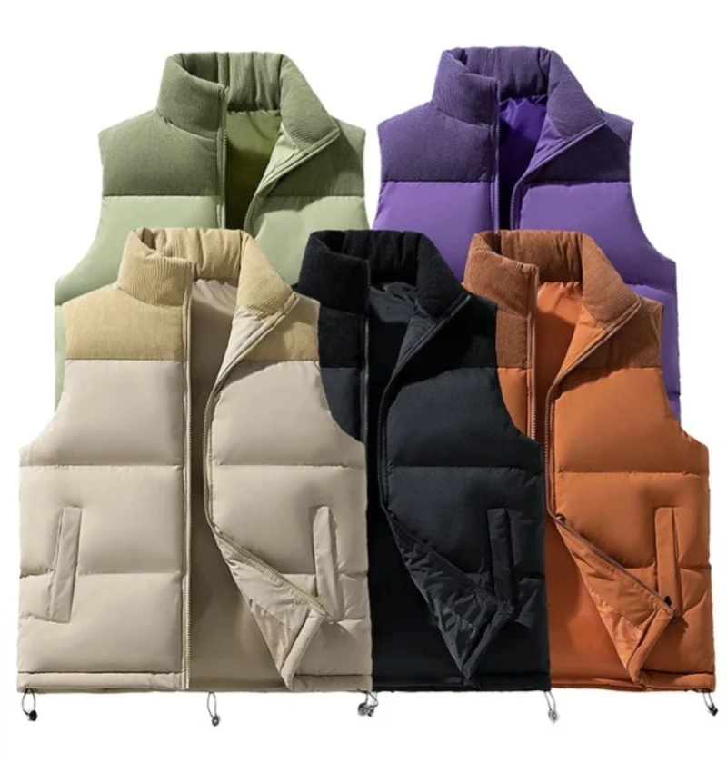 

2025 new autumn down padded waistcoat men's thick vest coat men's and women's lovers loose bread jacket clip