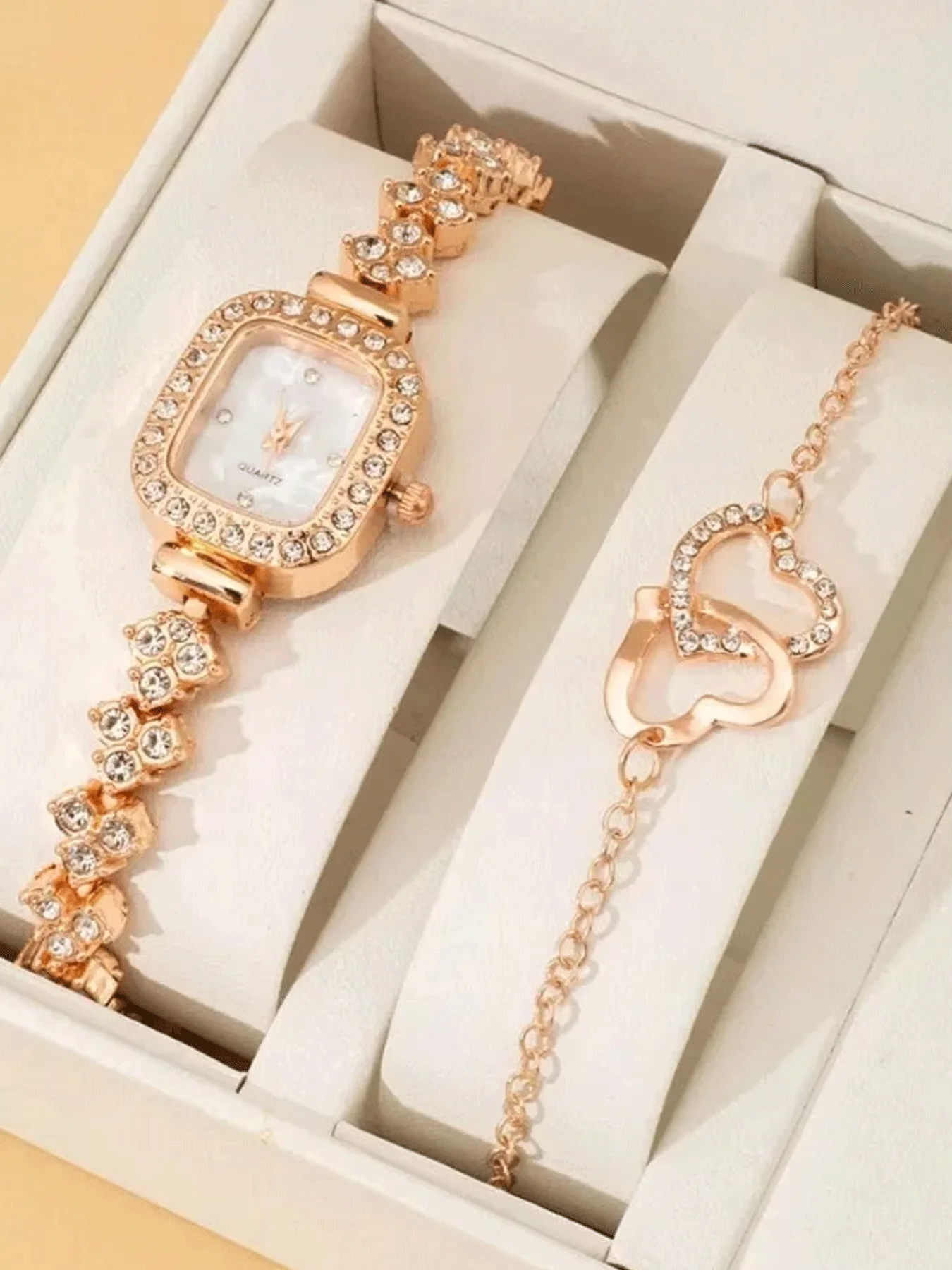 

Изысканный и универсальный комплект женских часов из 2 предметов, модные кварцевые часы, повседневные часы со стальной полосой, комплект женских часов