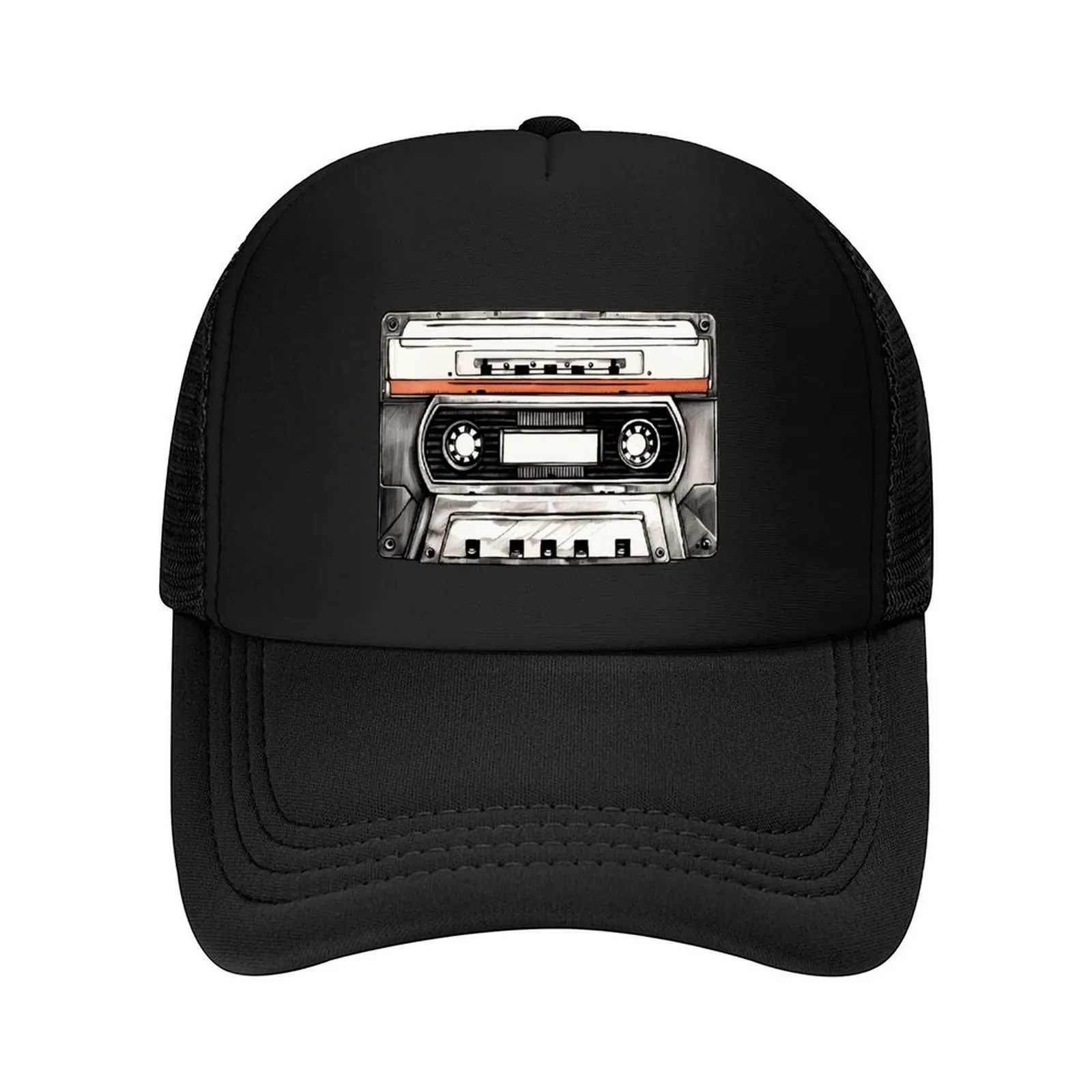 

Vintage music cassette - tape - MC - drawn Baseball Cap fashionable Designer Hat designer cap sun hat Female Men's
