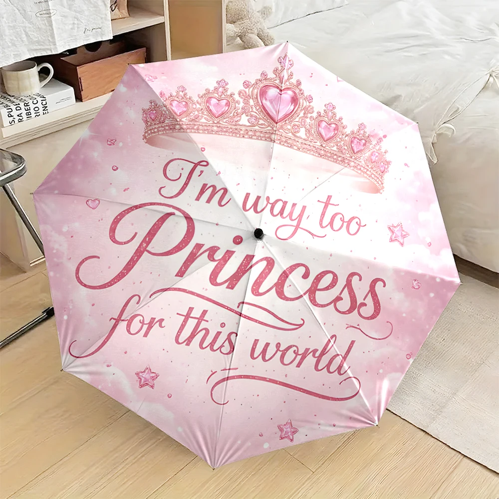 1PC Cartoon Fairy Princess Kids Umbrella Automatic Folding Pink Star Portable Rain Sun Protection Parasol Gift for Girls