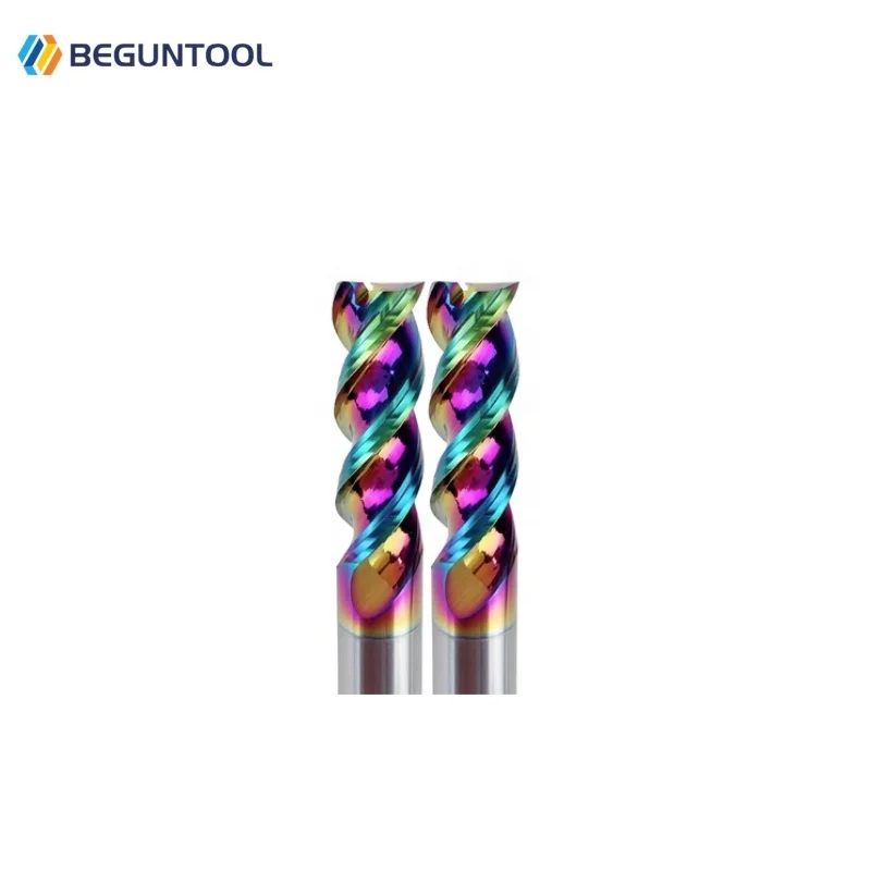 Colorful Milling Cutter Aluminum End Mill Carbide Steel Milling Tools CNC Machine 3 Flutes Color Coating Aluminum End Mill