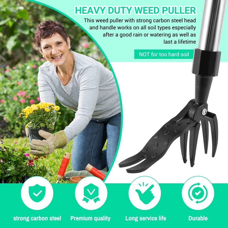 Weed Puller With Long Handle- Adjustable Stand Up Weed Puller Tool, Heavy Duty Stand Dandelions Diggers Puller