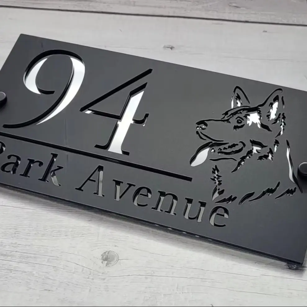 House Address Numbers Modern House Sign Personalized Custom House Number Dog House Signs Door Rectangle 3D Number Plaques