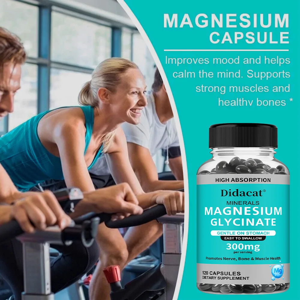 

Magnesium Glycinate Capsules - Calms, Improves Mood, Promotes Sleep, Supports Brain Health, and Strengthens Muscles and Bones.