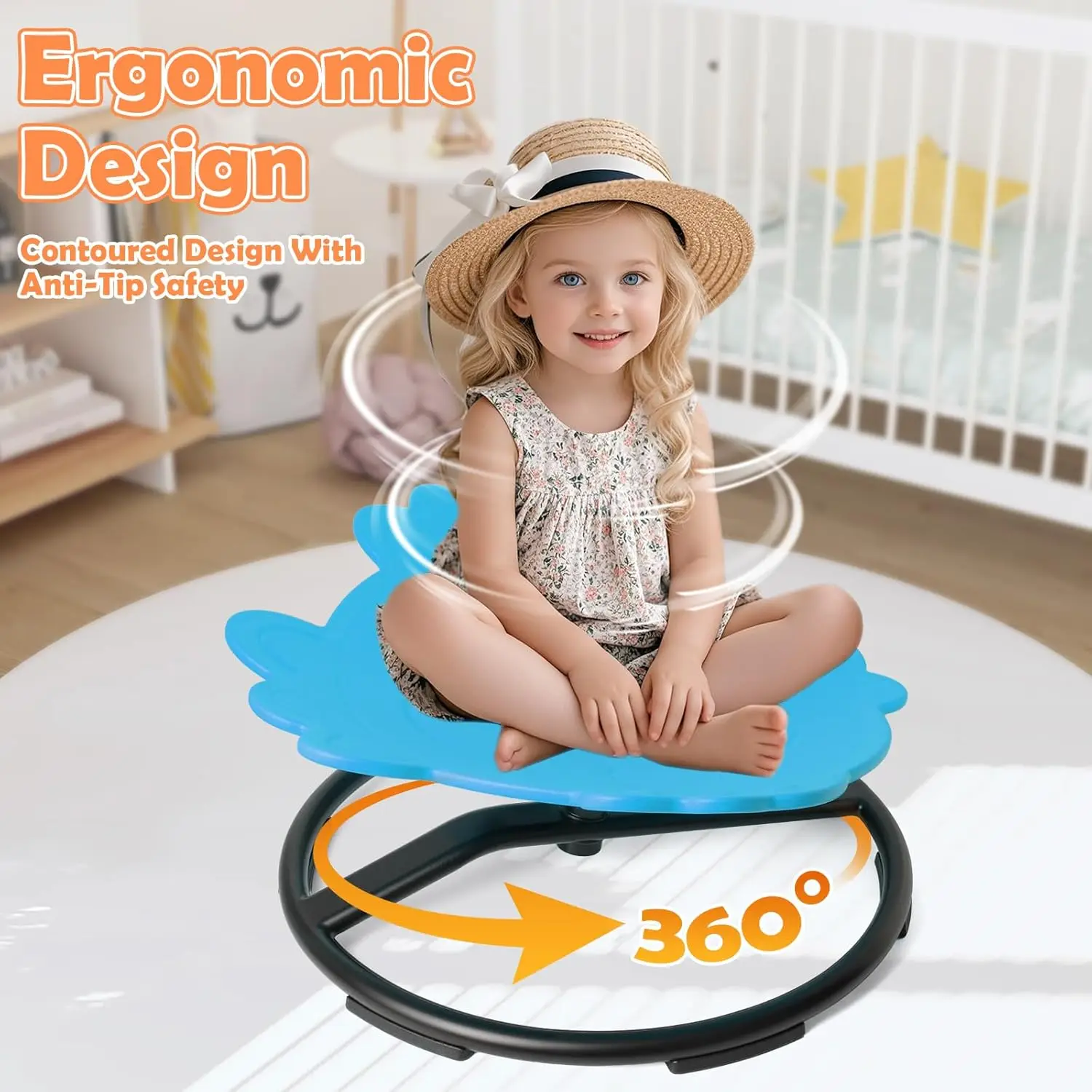 Kids Spinning Chair, Blue Fish Sensory Swivel Chair for Autism & ADHD Balance Training