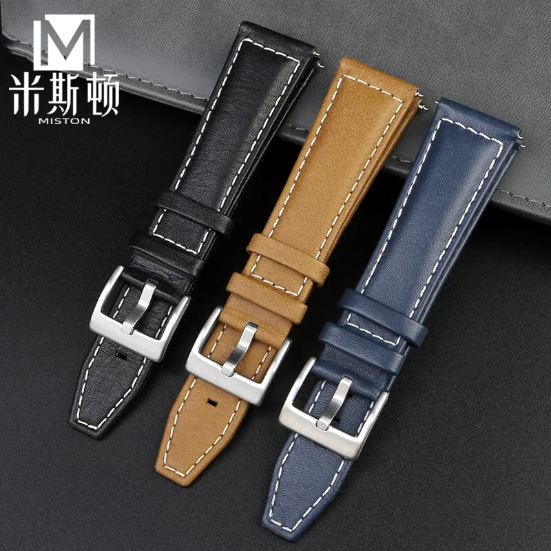 Leather strap 21/22mm for Longines SPIRIT Rolex Black/Green Water Ghost Omega SEAMASTER 300 high-end Italian cold watch strap