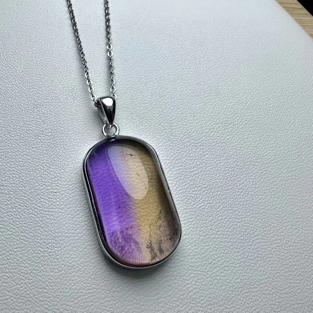 

1 шт. Fengbaowu натуральный аметист цитрин аметрин кулон стерлингового серебра 925 пробы квадратный Рейки целебный камень кристалл подарок для женщин