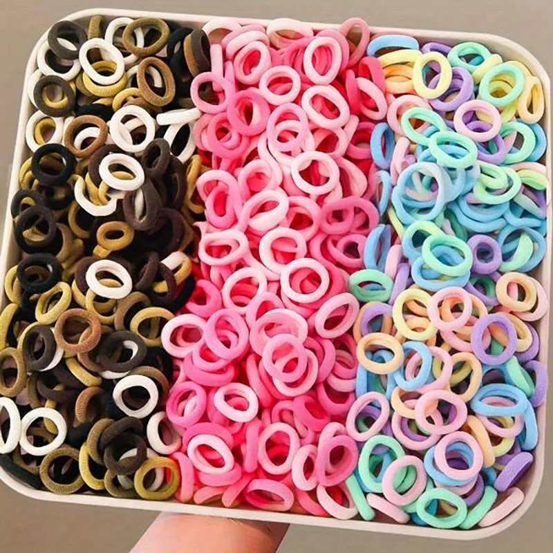 300 Basic Colored Hairbands and Hair Rollers, Includes a Ponytail Clip and a Flexible Hair Tie, Suitable for Daily Use