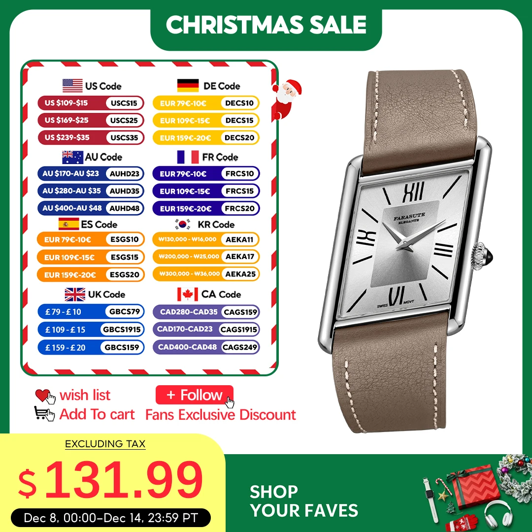 

FARASUTE Luxury Square Sports Men's Watch Swiss Movement Waterproof Sapphire Glass Stainless Steel Quartz Wristwatch Male Reloj