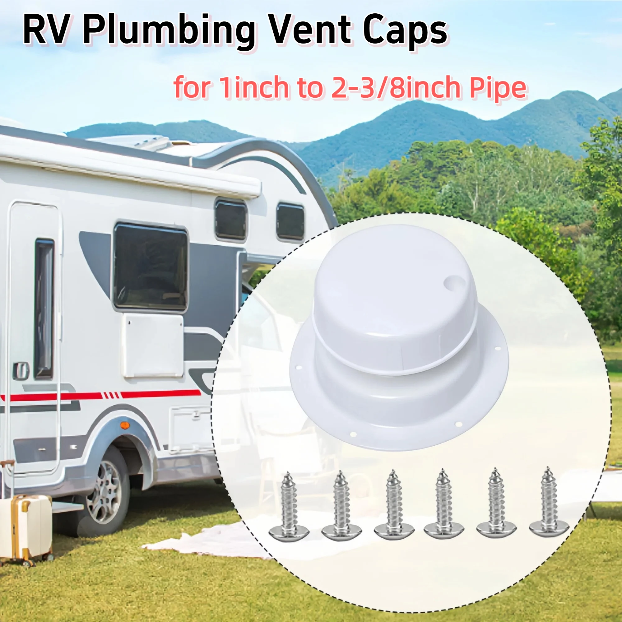 

Крышка вентиляционного отверстия на крышу RV, крышка выхлопной трубы на крыше для кемпера, прицепа, кемпинга, автомобиля с винтами, запасная часть для трубы от 1 до 2-3/8 дюйма