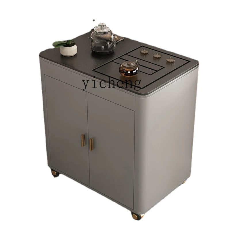 ZC Balcony Tea Table Modern Mobile Small Tea Table Home Side Table Smart Kettle Kombucha Car Combination