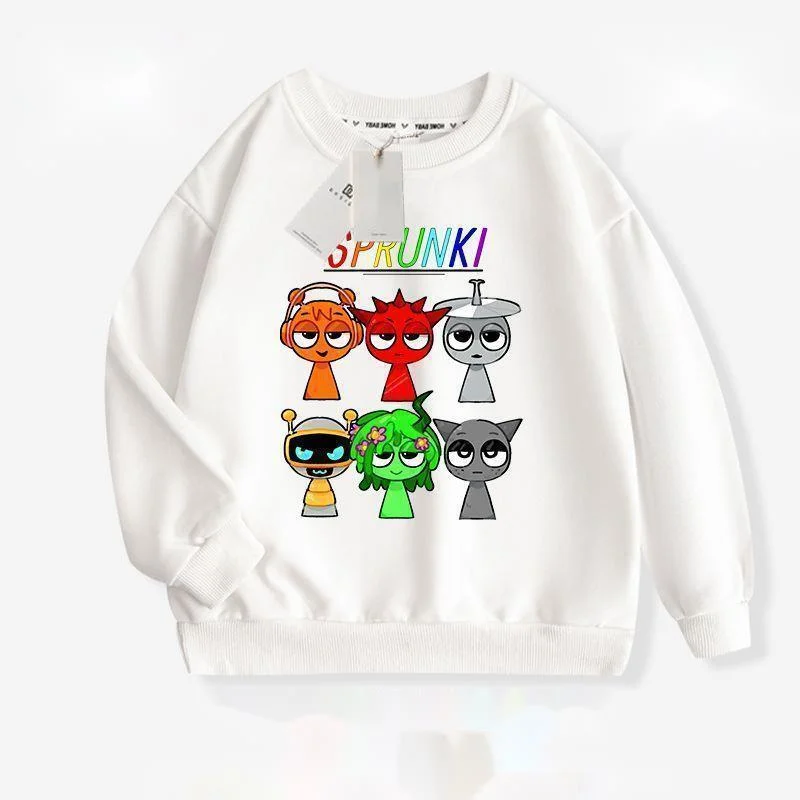 Sprunki Hoodie For Children Incredibox Hoodie Warm Sweatshirts Children's Winter Soft Clothing Cartoon Pure Cotton Thin Hoodie