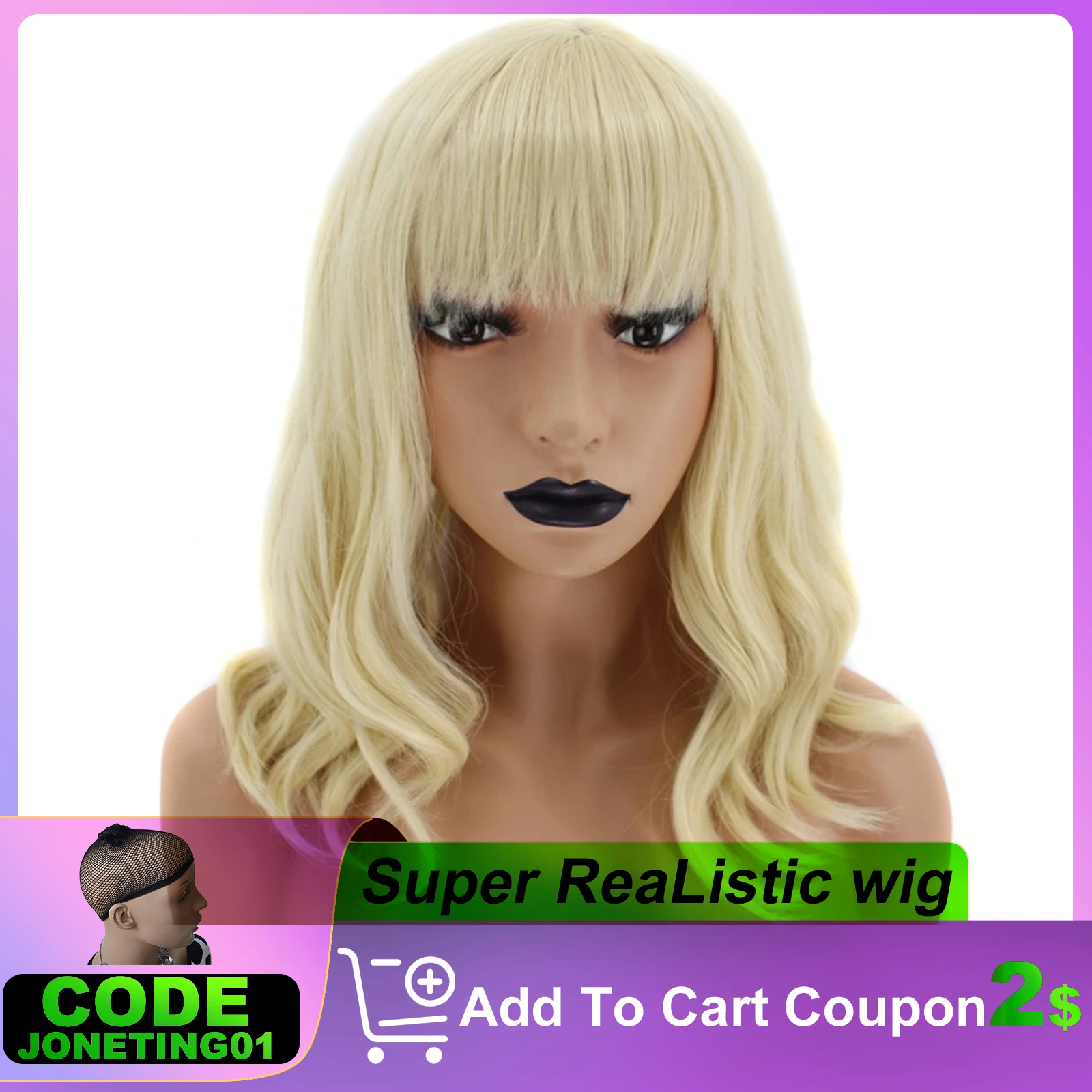 

14inch 613 Synthetic Wig Natural Curly Bob Hair With Bangs Heat Temperature Synthetic Wig Cosplay wig for Women Halloween