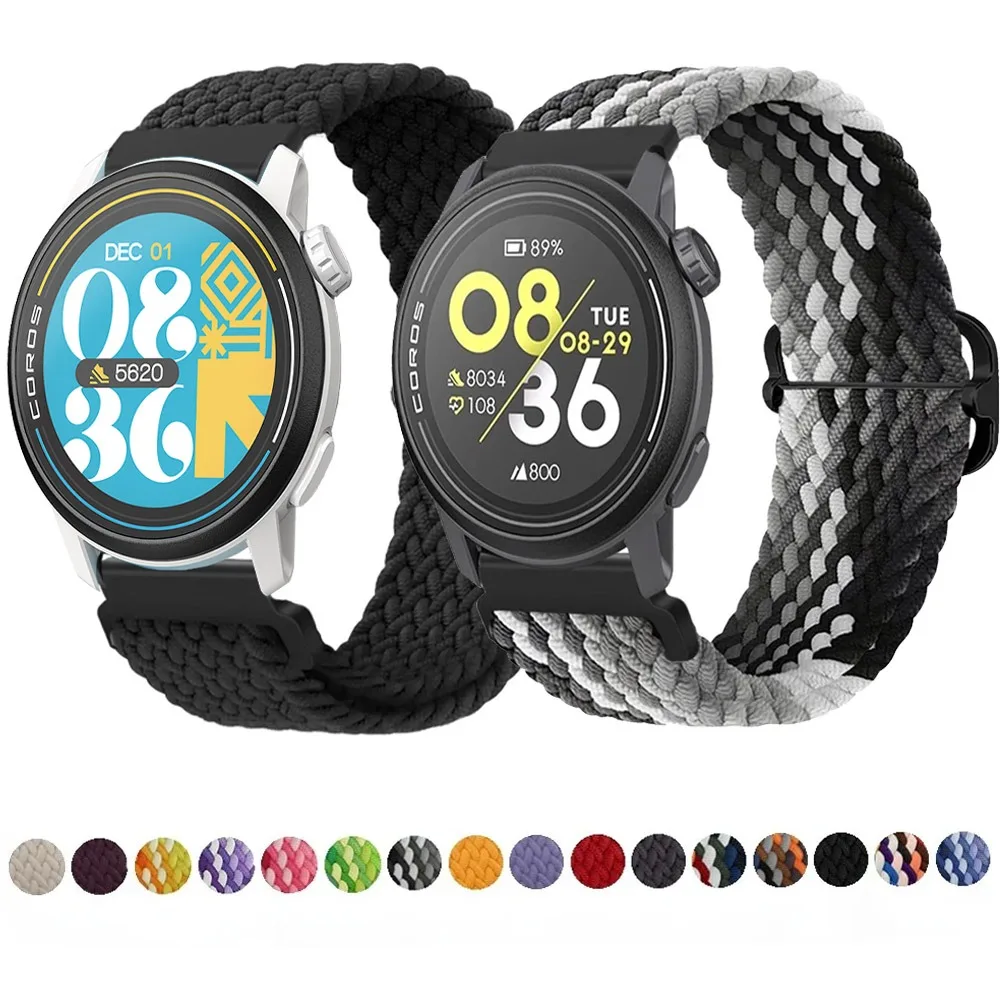 20mm 22mm Sports Soft Nylon Braided Strap for COROS APEX 4/PACE Pro/3 CMF Watch 3/2/1 Pro Comfortable Bracelet Suunto Race 2/S