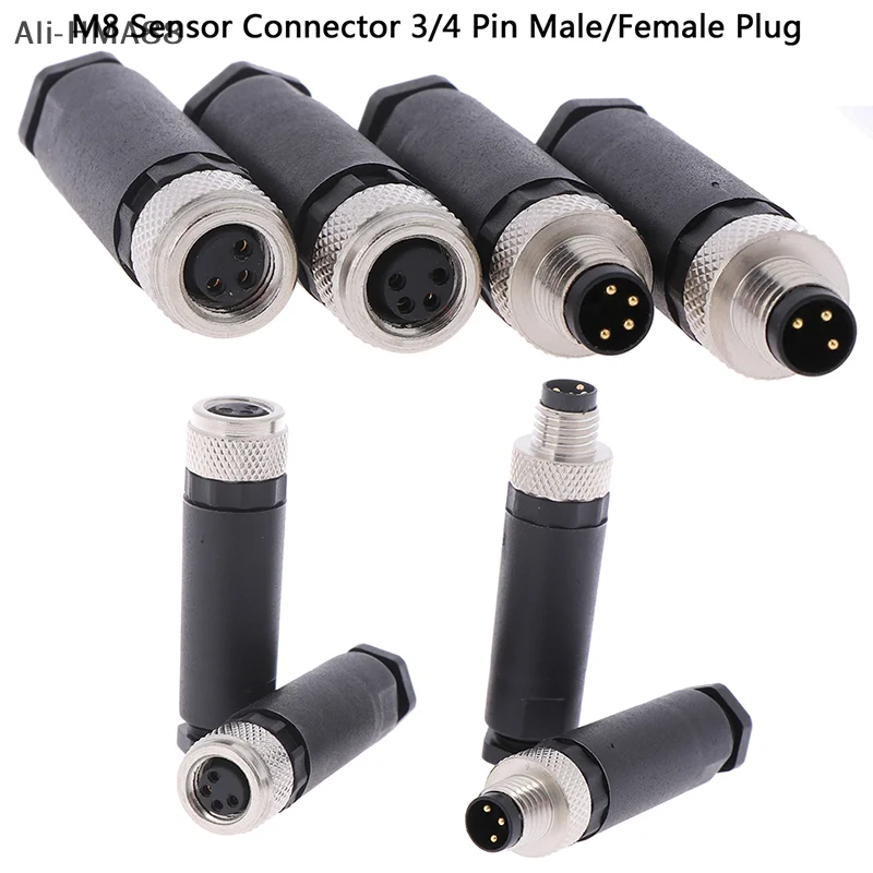 

HMA88-1Pc M8 Sensor Connector 3/4 Pin Male/Female Straight Angle Plug