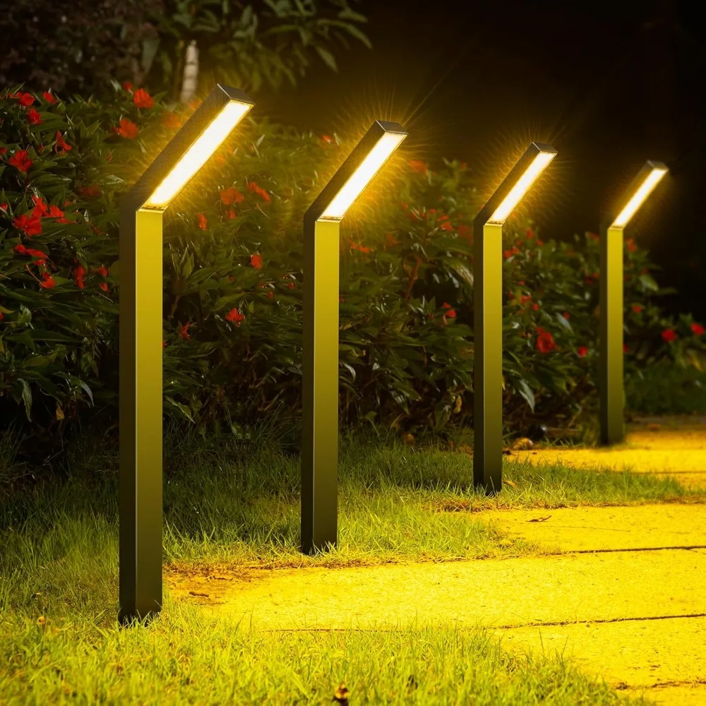 

Solar Pathway Lights, 4 Pack Solar Outdoor Garden Light Waterproof Powered with Warm White LED Lights, Landscape Path Lighting