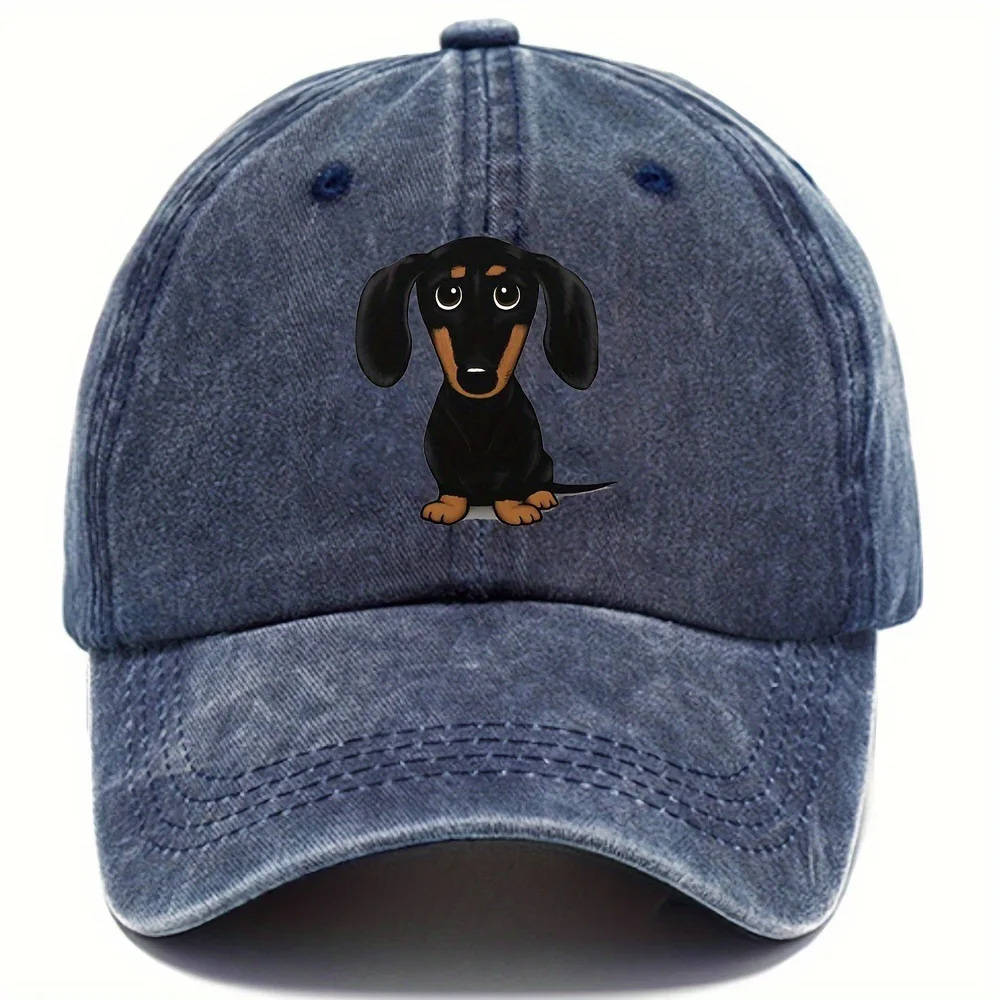 

1pc Unisex Dog Embroidery Baseball Cap Outdoor Sport Washed Adjustable Polyester Printed Suitable for Holiday Beach.