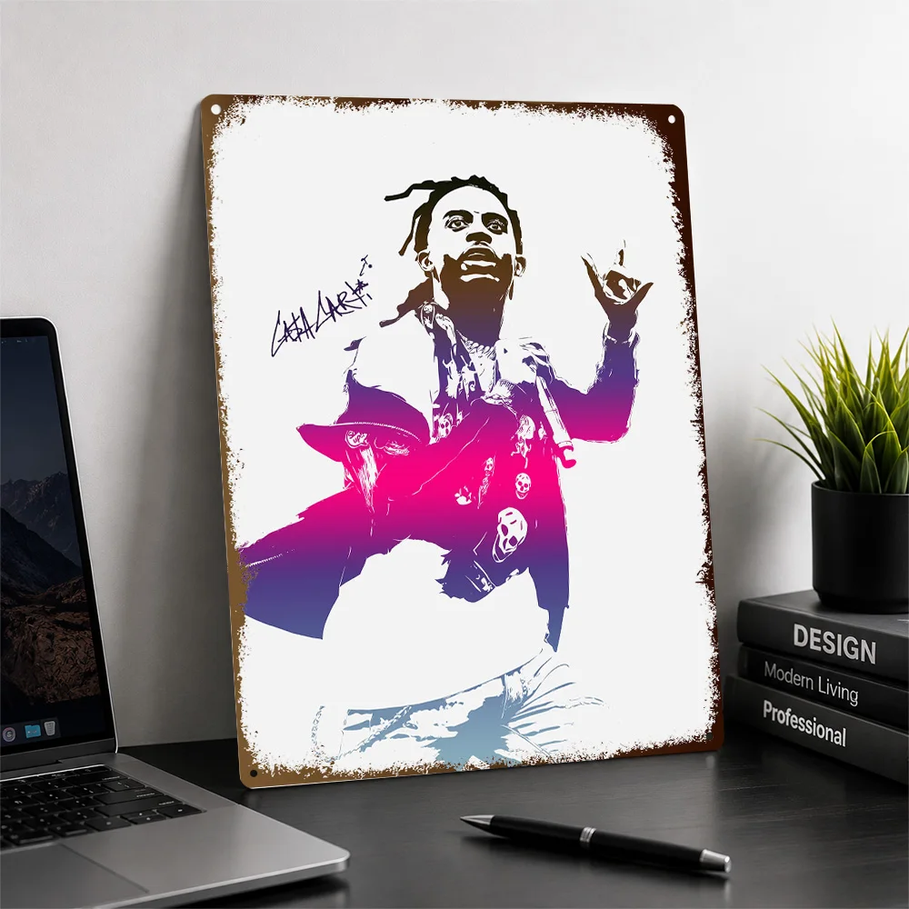 Playboi Carti Illustration Printed Poster Personalized Aluminum Metal Sign Vivid Urban Rhythm Wall Art Perfect For Music Rooms