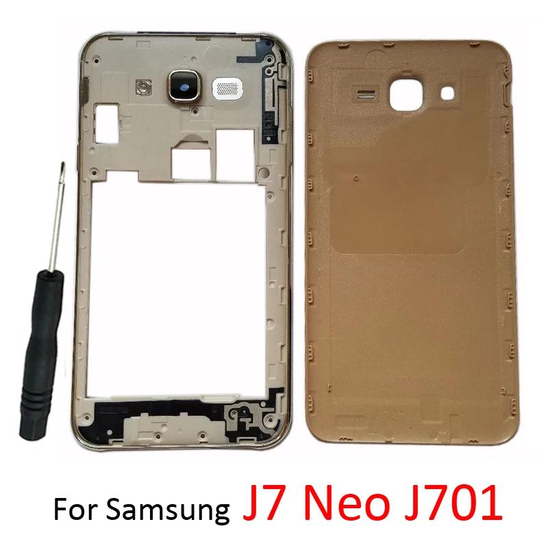 For Samsung Galaxy J7 Neo Core J701 J701F J701M Phone New Chassis Housing Middle Frame With Rear Battery Door Back Cover