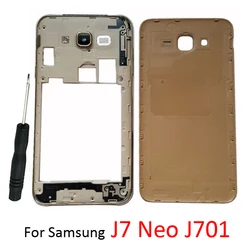 For Samsung Galaxy J7 Neo Core J701 J701F J701M Phone New Chassis Housing Middle Frame With Rear Battery Door Back Cover