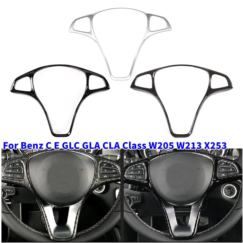 Car Steering Wheel Trim Button Decoration Frame Cover Accessories For Mercedes Benz C E GLC GLA CLA W205 W213 X253 2015-2019