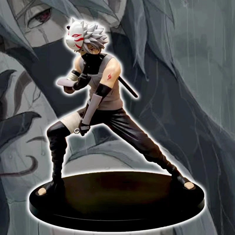 18CM Anime Naruto Figure Kakashi Naruto Sasuke Figurine Mask Kakashi Figure PVC Action Figure Model Children Dolls Gift Toys