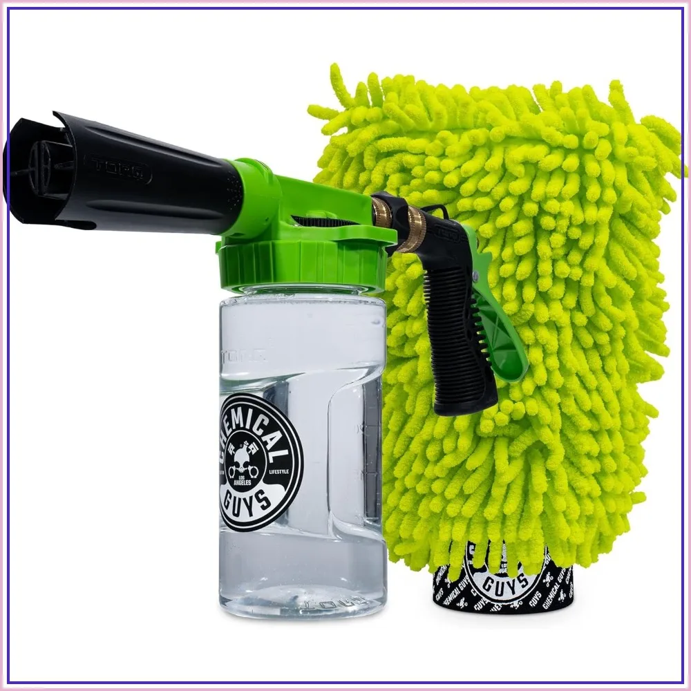 Foam Blaster 6 Car Wash Gun with Microfiber Wash Mitt - Connects to Garden Hose for Thick Suds - Safe for Cars, Trucks, SUVs