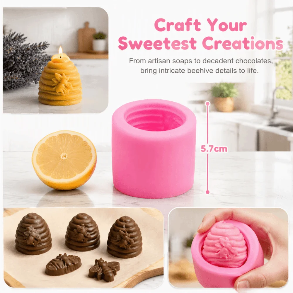 3D Beehive Shape Beehive Mold Silicone Non-Stick Wax Mold Flexible Cake Decorating Mold Fondant Chocolate Candy Decorating