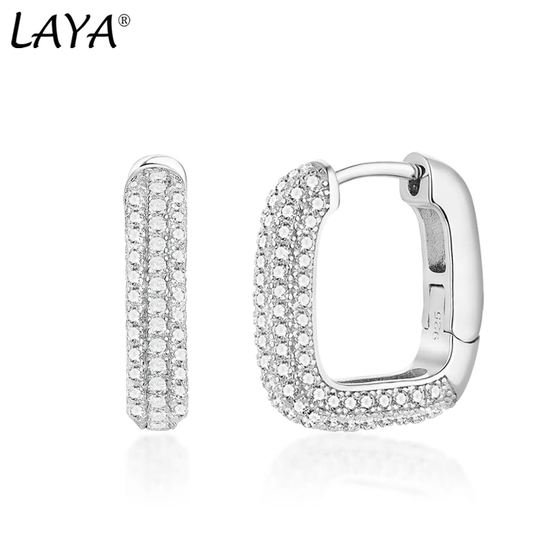 LAYA 925 Sterling Silver Cubic Zirconia Huggie Hoop And Halo Stud Earring Simple Fashion Original Modern Jewelry 2022 Trend