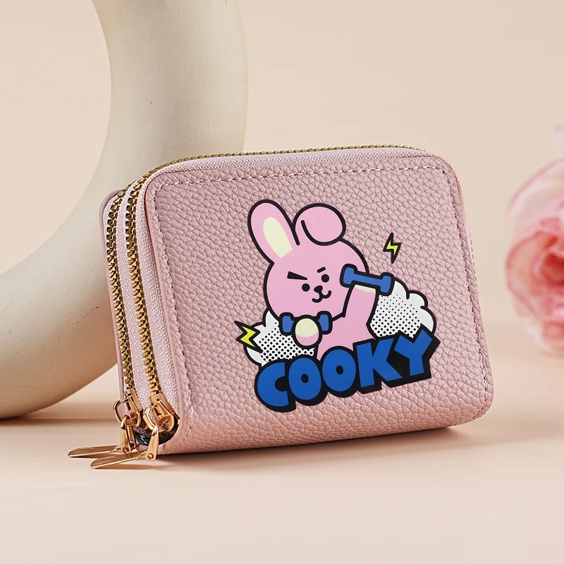 

BT21 Coin Wallet Kawaii Cartoon COOKY TATA Purse Litchi PU Leather Bag Women Fashion Casual Multi-Card Slot Wallet Birthday Gift
