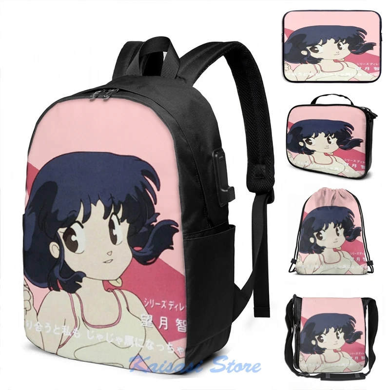 Funny Graphic print Akane Tendo - Ranma USB Charge Backpack men School bags Women bag Travel laptop bag